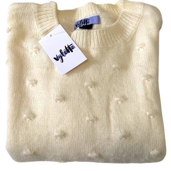 Vylette Sweaters - Vylette Ivory Bauble Stitch Pom Pom Sweater Jr Medium 🎉HOST PICK🎉